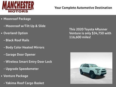 Used 2020 Toyota 4Runner Venture w/ Moonroof Package AWD/4WD image 2