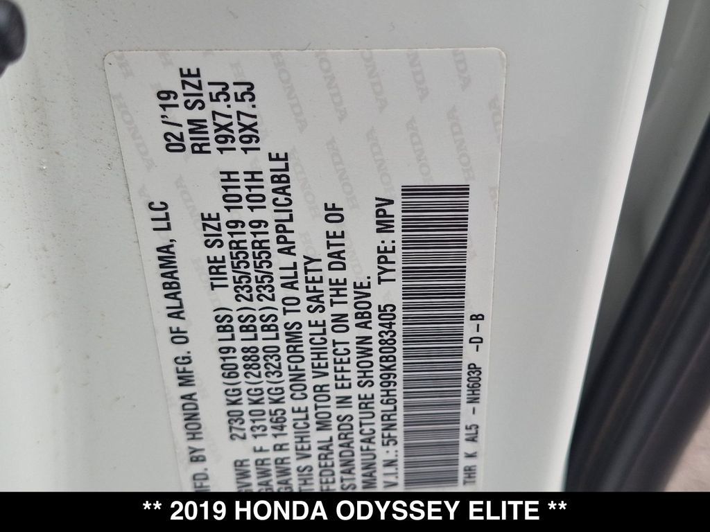 Used 2019 Honda Odyssey Elite image 31