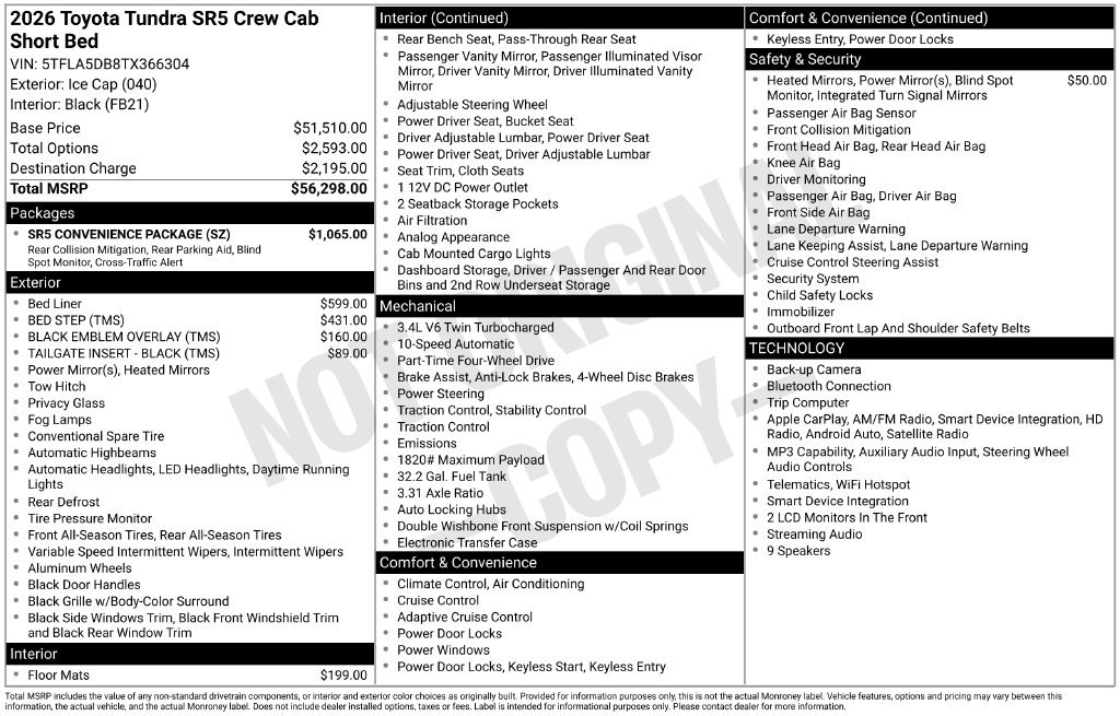 Certified 2026 Toyota Tundra SR5 w/ SR5 Convenience Package AWD/4WD image 58