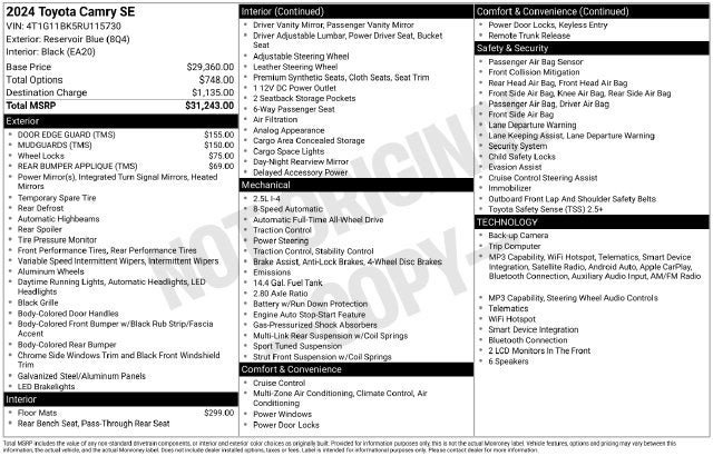 Certified 2024 Toyota Camry SE AWD/4WD image 7