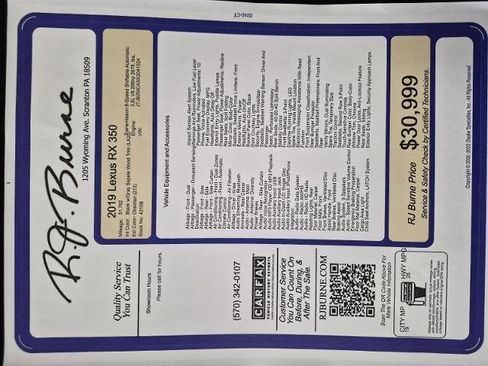 Used 2019 Lexus RX 350 AWD w/ Navigation Package image 27