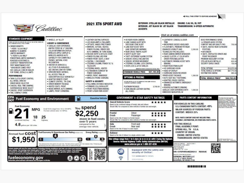 Used 2021 Cadillac XT6 Sport w/ Platinum Package AWD/4WD image 2