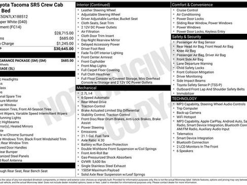 Used 2020 Toyota Tacoma SR5 w/ SR5 Appearance Package (SM) RWD image 15