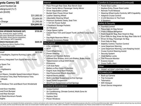 Used 2025 Toyota Camry SE w/ Multimedia Upgrade Package FWD image 36