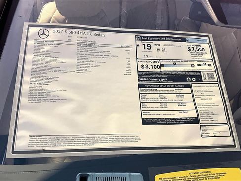 New 2027 Mercedes-Benz S 580 4MATIC Sedan image 18
