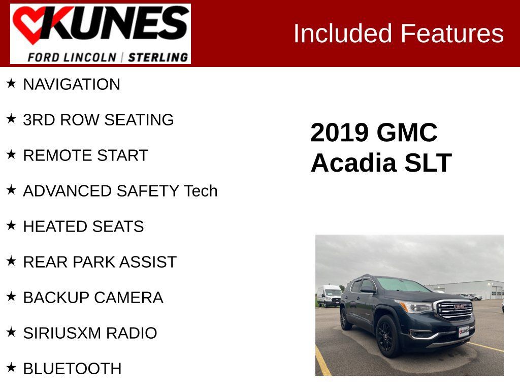 Used 2019 GMC Acadia SLT w/ LPO, Floor Liner Package AWD/4WD image 2
