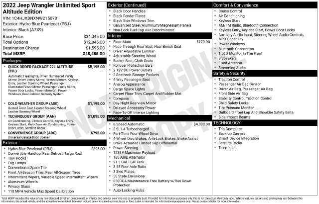 Used 2022 Jeep Wrangler Unlimited Sport AWD/4WD image 24