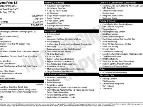 Certified 2023 Toyota Prius LE AWD/4WD image 6