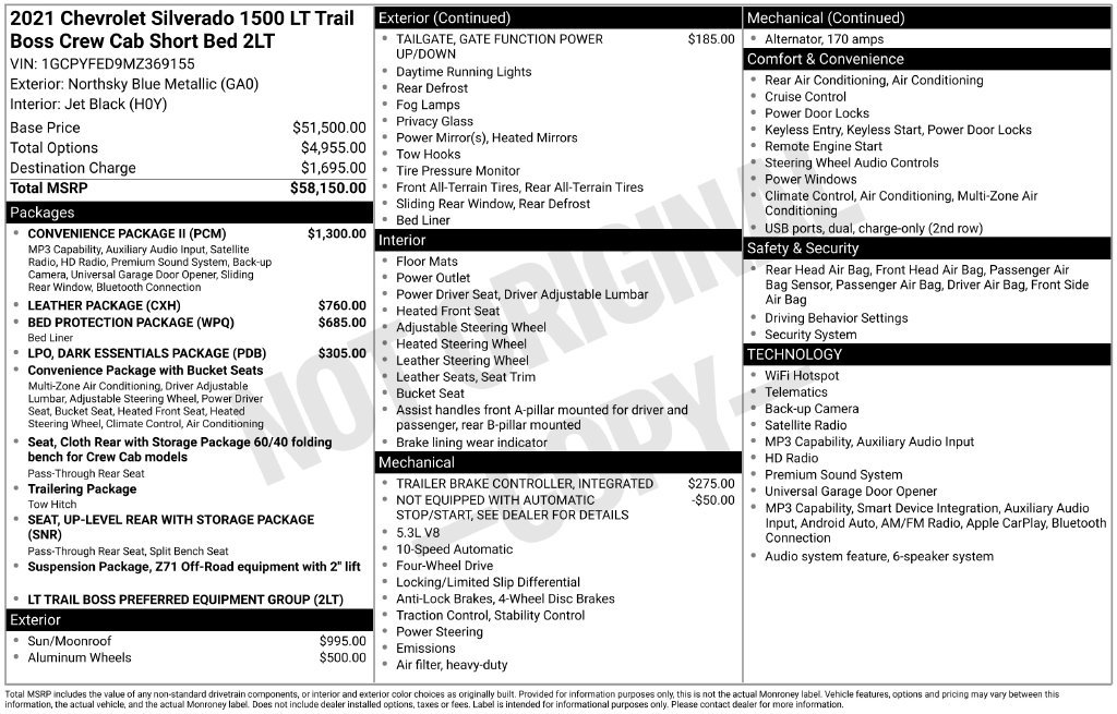 Used 2021 Chevrolet Silverado 1500 LT Trail Boss w/ Convenience Package II AWD/4WD image 4