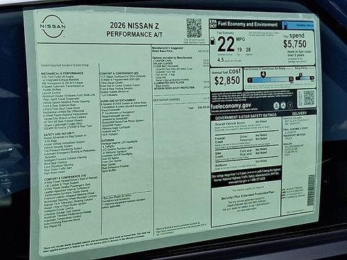 New 2026 Nissan Z Performance w/ Floor Mat Package RWD image 10