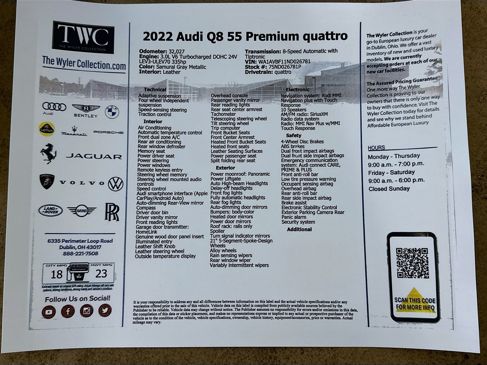 Certified 2022 Audi Q8 Premium AWD/4WD image 48
