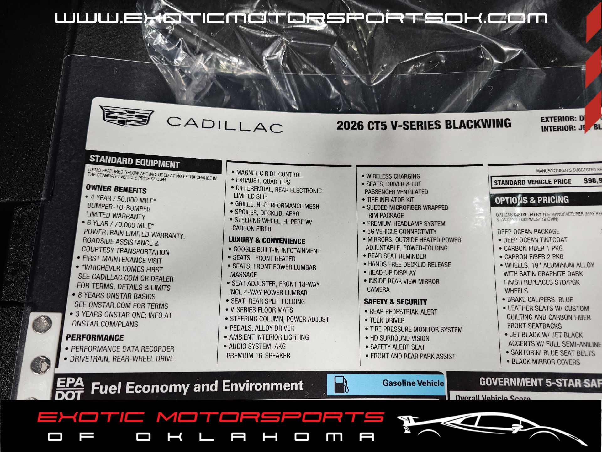 Used 2026 Cadillac CT5 V Blackwing w/ Deep Ocean Appearance Package RWD image 19