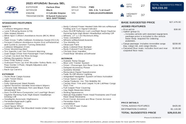Used 2023 Hyundai Sonata SEL w/ Cargo Package FWD image 38