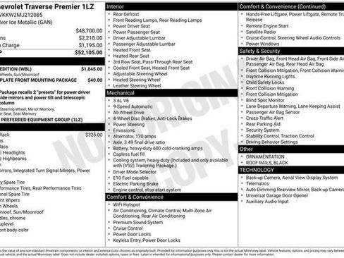 Used 2021 Chevrolet Traverse Premier w/ Redline Edition AWD/4WD image 35