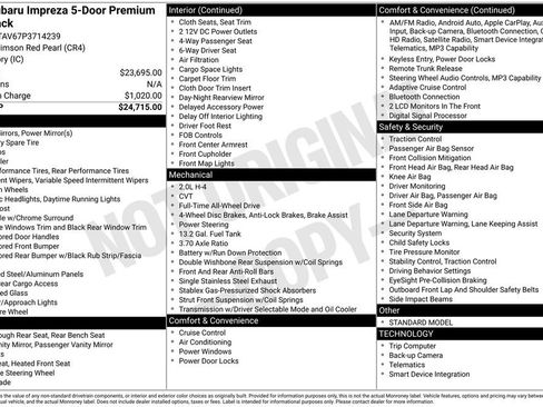 Certified 2023 Subaru Impreza 2.0i Premium AWD/4WD image 33