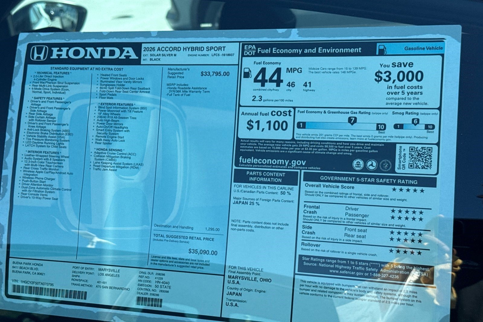 New 2026 Honda Accord Sport image 31