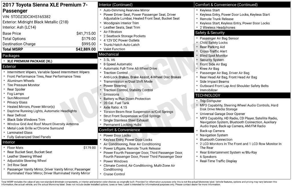 Used 2017 Toyota Sienna XLE Premium AWD/4WD image 25