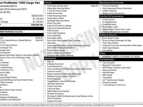 Used 2021 RAM ProMaster 1500 FWD image 1