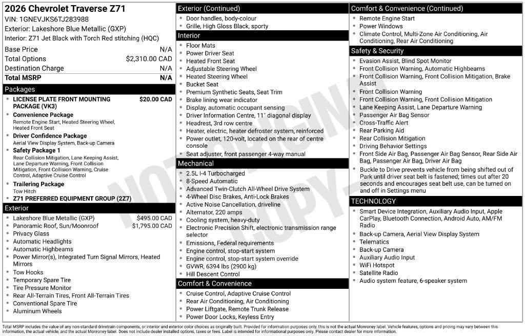 Used 2026 Chevrolet Traverse Z71 AWD/4WD image 3