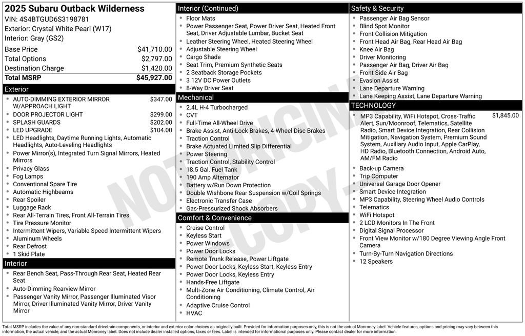 Used 2025 Subaru Outback Wilderness AWD/4WD image 63