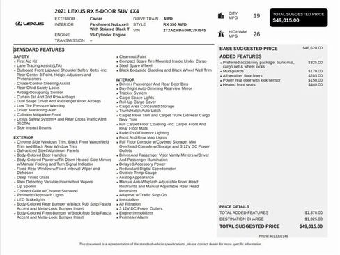 Used 2021 Lexus RX 350 AWD w/ Accessory Package image 10