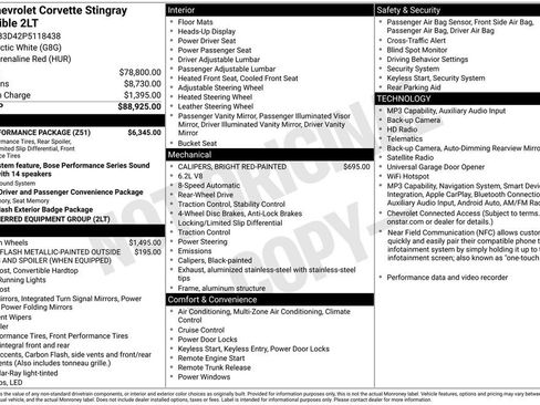 Used 2023 Chevrolet Corvette Stingray Preferred Conv w/ Z51 Performance Package RWD image 60