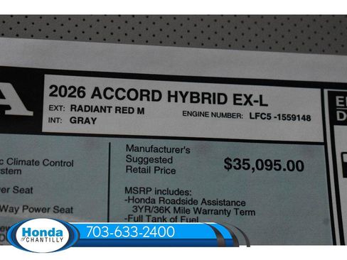 New 2026 Honda Accord Hybrid EX-L image 38