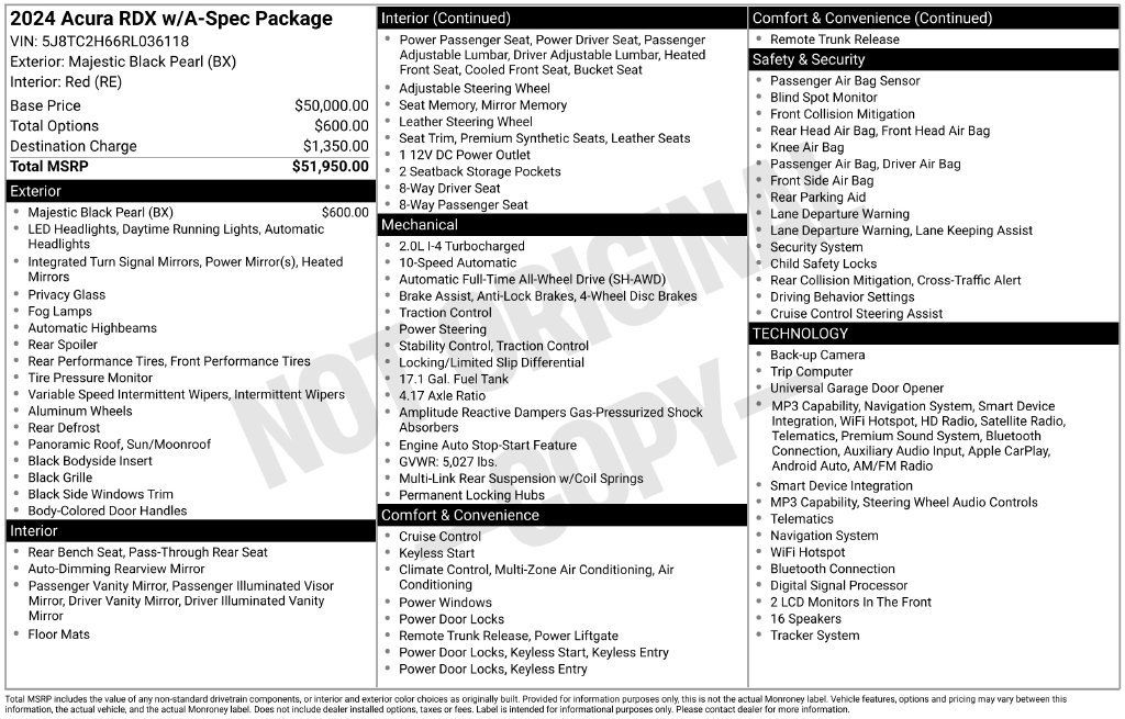 Used 2024 Acura RDX w/ Advance Package AWD/4WD image 39