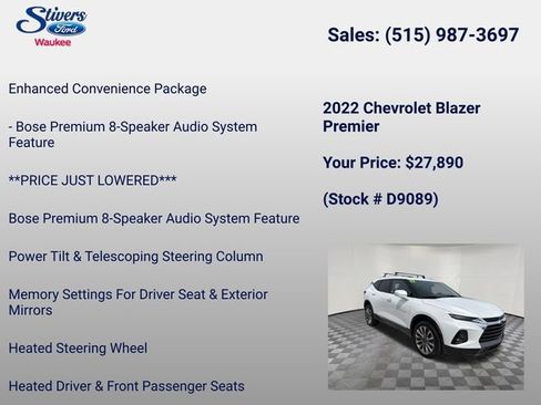 Used 2022 Chevrolet Blazer Premier w/ Enhanced Convenience Package AWD/4WD image 16