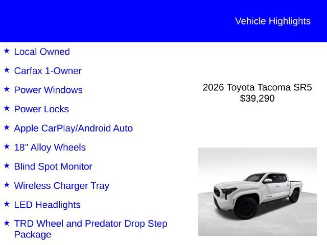 Used 2026 Toyota Tacoma SR5 AWD/4WD image 2