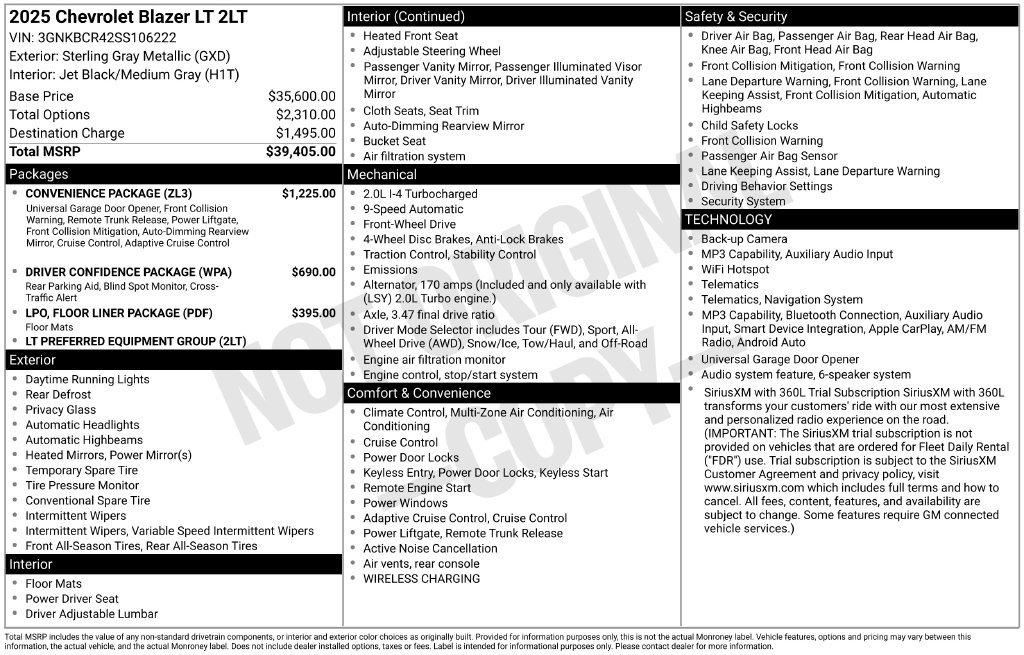 Used 2025 Chevrolet Blazer LT w/ Convenience Package FWD image 2
