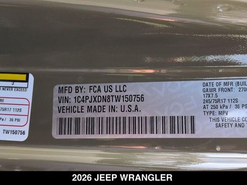 Used 2026 Jeep Wrangler Unlimited Sport AWD/4WD image 26