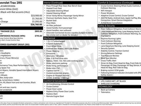 Used 2024 Chevrolet Trax RS w/ Sunroof Package FWD image 32