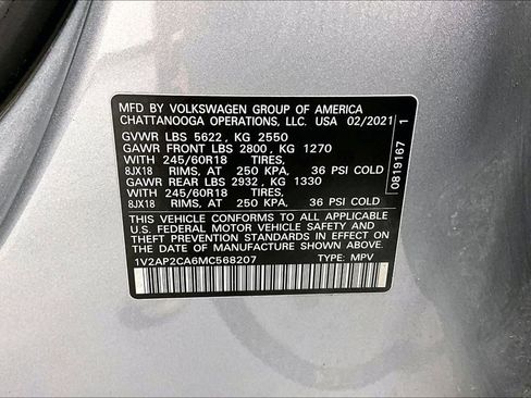 Used 2021 Volkswagen Atlas S w/ MDO Package (Bench Seat) image 40