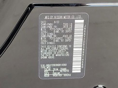 Used 2022 Nissan Armada Platinum w/ Captain's Chairs Package image 22