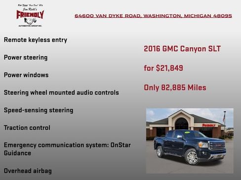Used 2016 GMC Canyon SLT w/ Driver Alert Package AWD/4WD image 15
