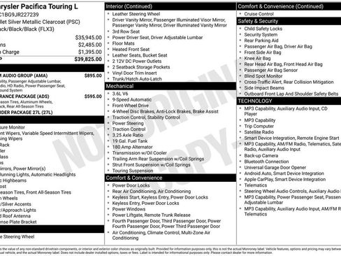 Used 2018 Chrysler Pacifica Touring-L w/ Premium Audio Group image 8