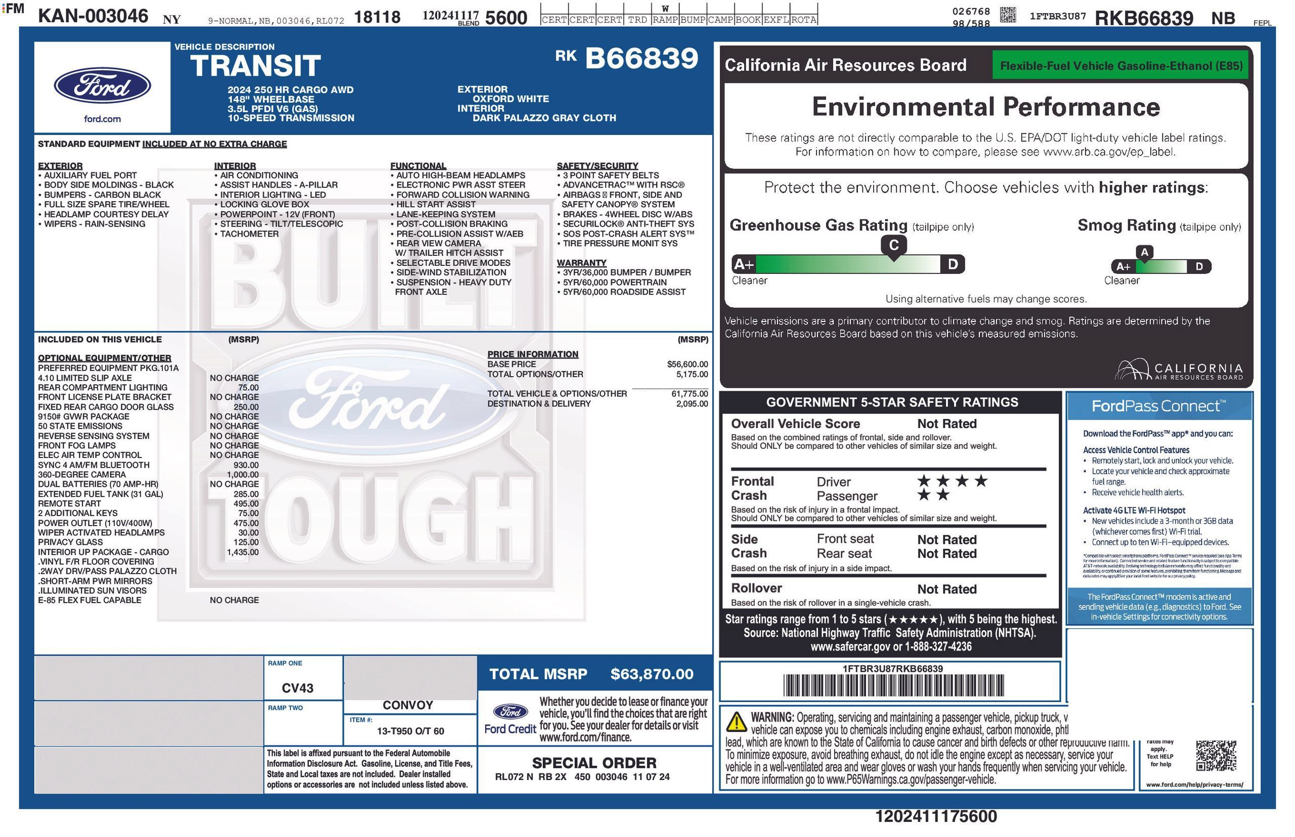 Used 2024 Ford Transit 250 148 High Roof Extended AWD w/ Interior Upgrade Package image 3