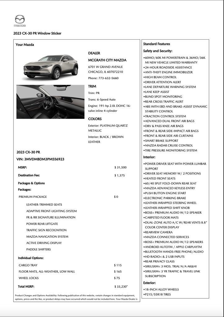 Used 2023 MAZDA CX-30 AWD 2.5 S w/ Premium Package image 8