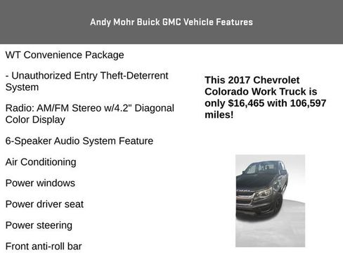 Used 2017 Chevrolet Colorado W/T w/ WT Convenience Package image 8