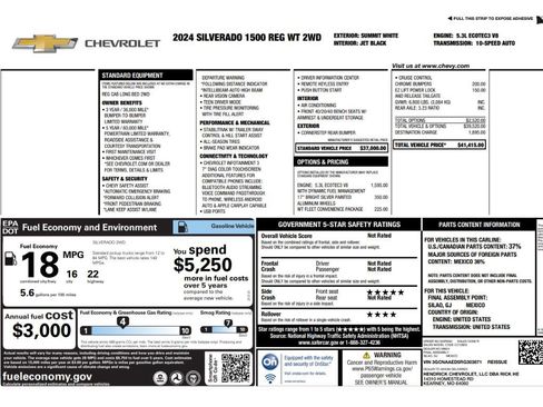 Used 2024 Chevrolet Silverado 1500 W/T w/ WT Fleet Convenience Package RWD image 2