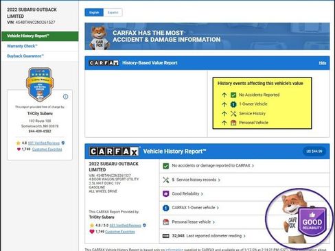 Used 2022 Subaru Outback Limited image 13