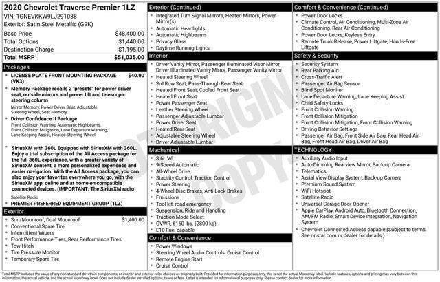 Certified 2020 Chevrolet Traverse Premier AWD/4WD image 34