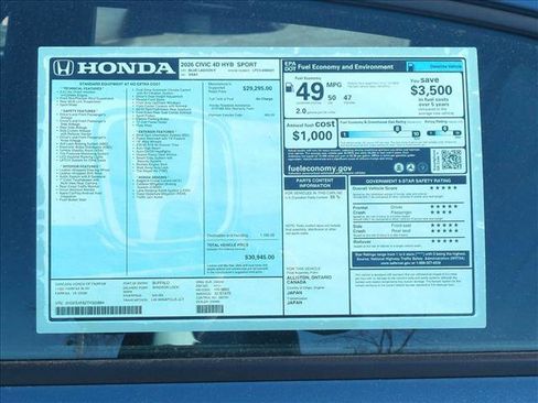 New 2026 Honda Civic FWD Hybrid Sedan image 17