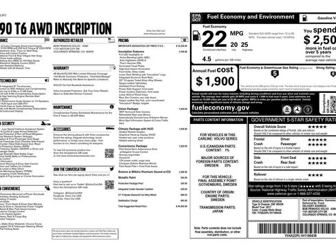 Used 2017 Volvo XC90 T6 Inscription w/ Vision Package image 11