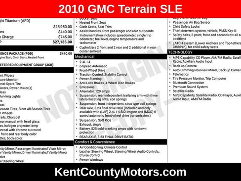 Used 2010 GMC Terrain SLE w/ Convenience Package FWD image 1