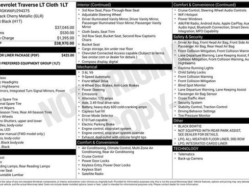 Used 2023 Chevrolet Traverse LT w/ LPO, Floor Liner Package FWD image 4