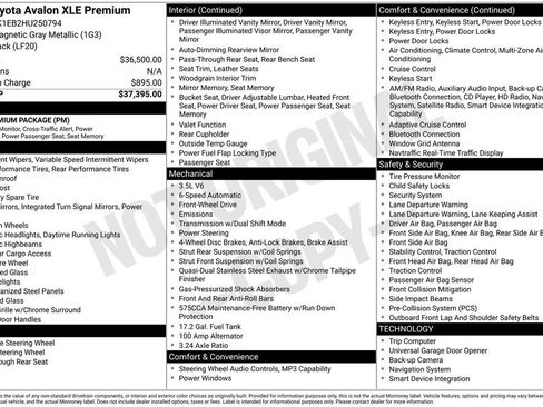 Used 2017 Toyota Avalon XLE Premium image 45