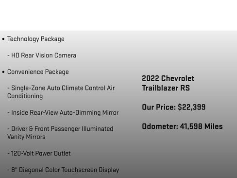 Used 2022 Chevrolet TrailBlazer RS w/ Technology Package image 12