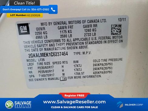 Used 2012 GMC Terrain SLE w/ LPO, Chrome Package FWD image 17